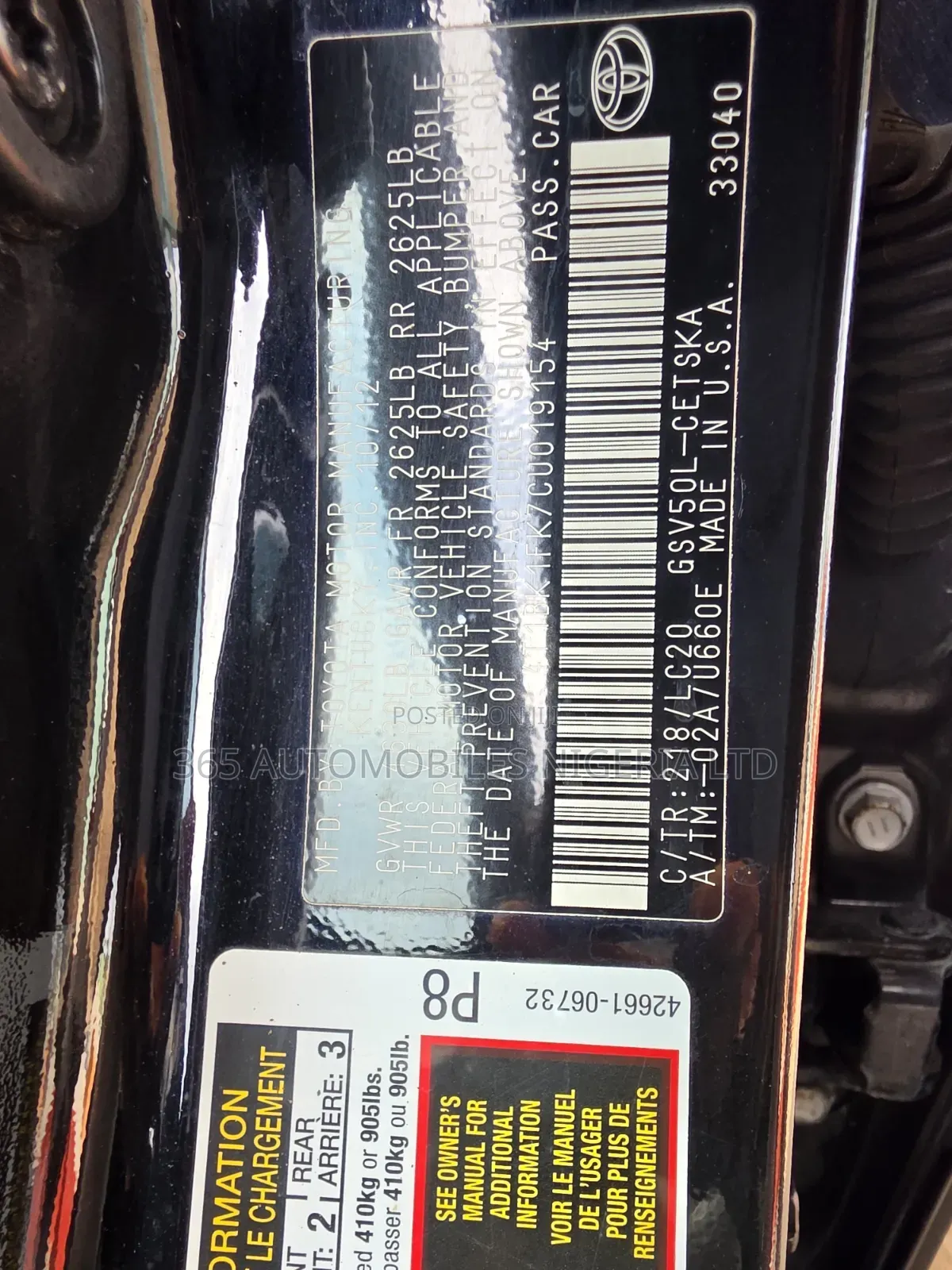 Toyota Camry SE V6 4dr Sedan (3.5L 6cyl 6A) 2012 Black