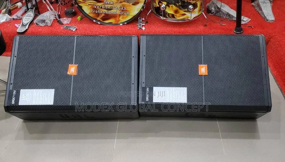 JBL SRX715M 15-Inch Two-Way Stage Floor Monitor Speakers.