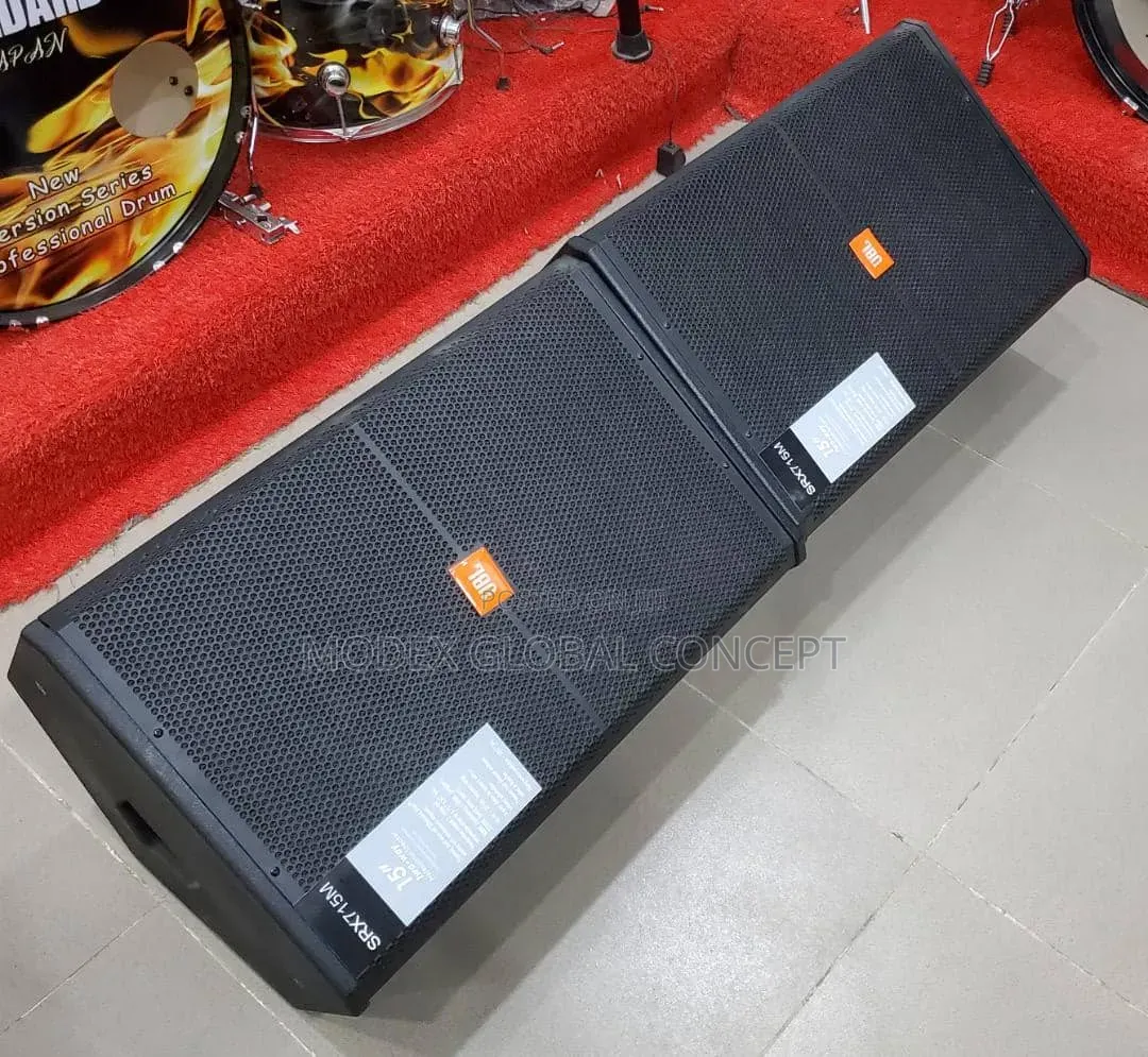 JBL SRX715M 15-Inch Two-Way Stage Floor Monitor Speakers.