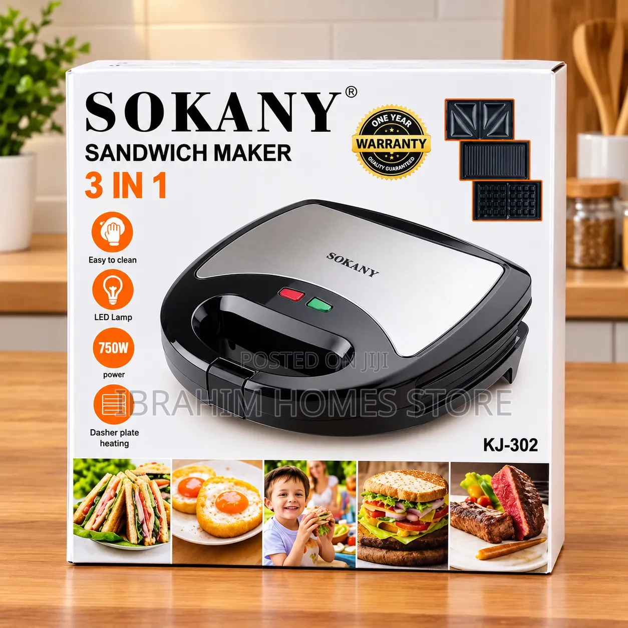 SOKANY 3-in-1 Sandwich Maker (KJ-302)
