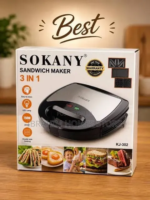 SOKANY 3-in-1 Sandwich Maker (KJ-302)