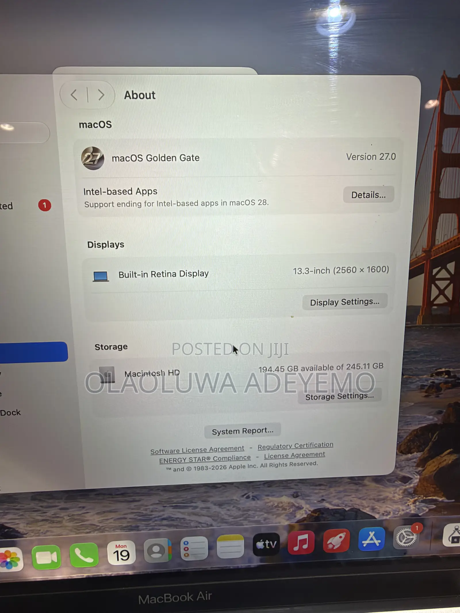 Laptop Apple MacBook Air 2020 M1 8GB Apple M1 SSD 256GB