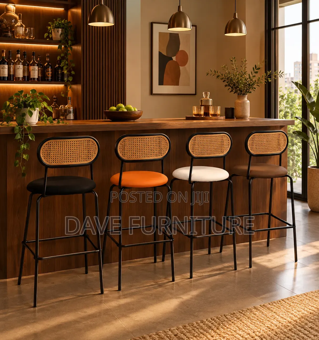 Unique Modern Cane-Back Barstool