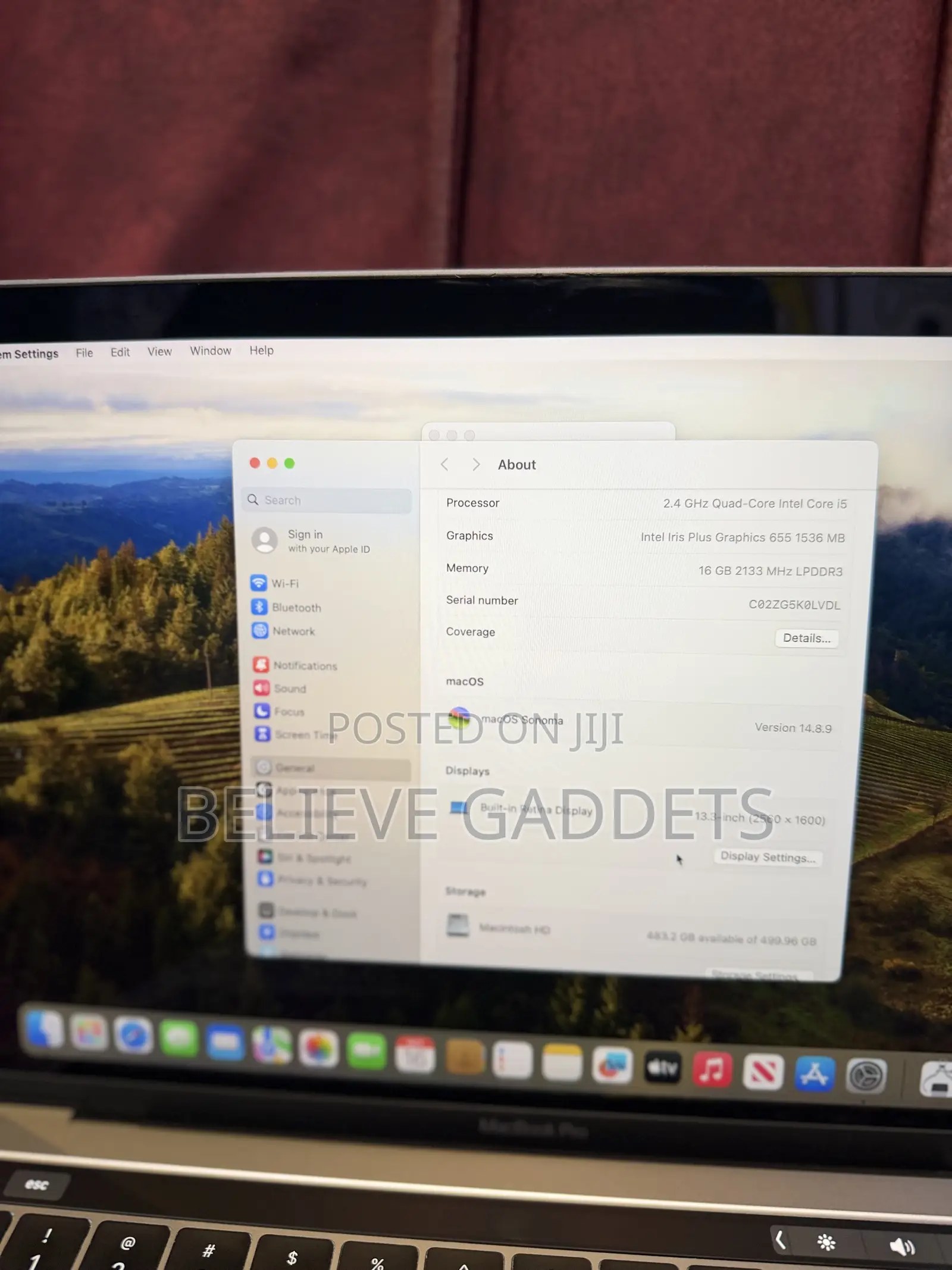 Laptop Apple MacBook Pro 2019 16GB Intel Core i5 SSD 512GB