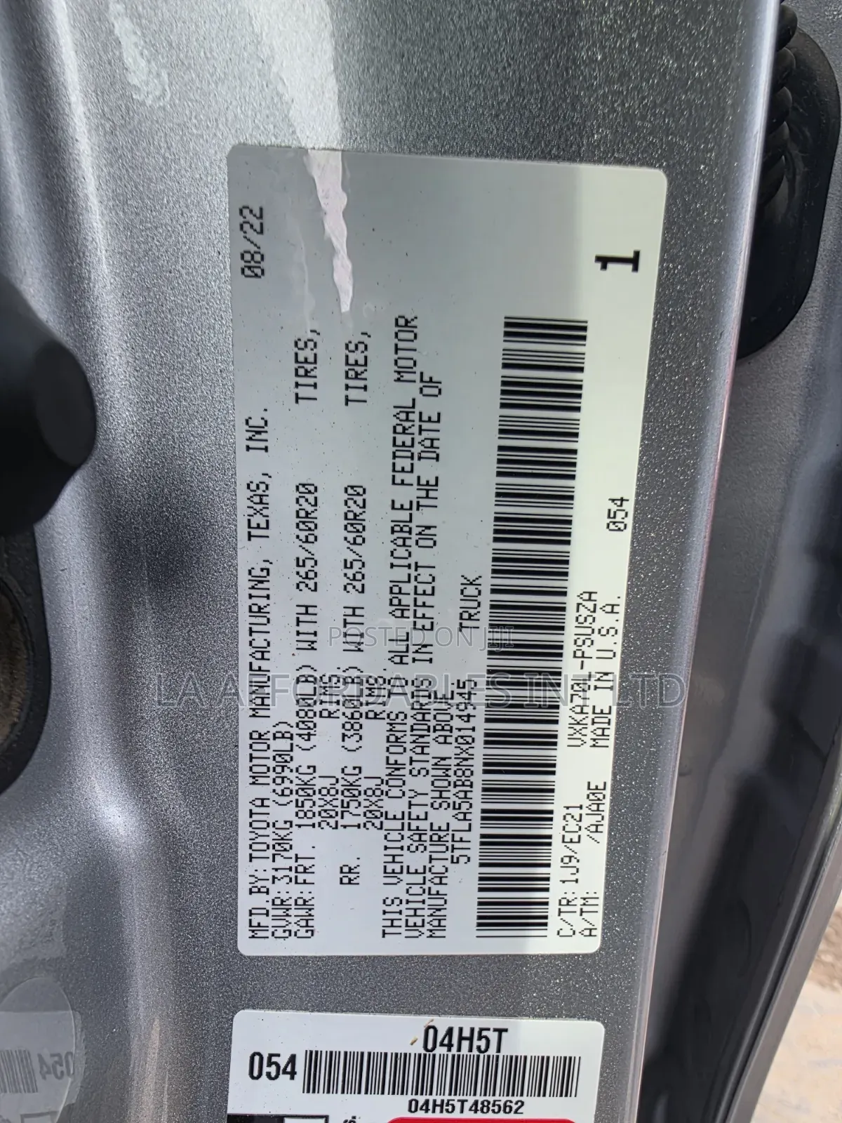 Toyota Tundra SR5 2022 Silver