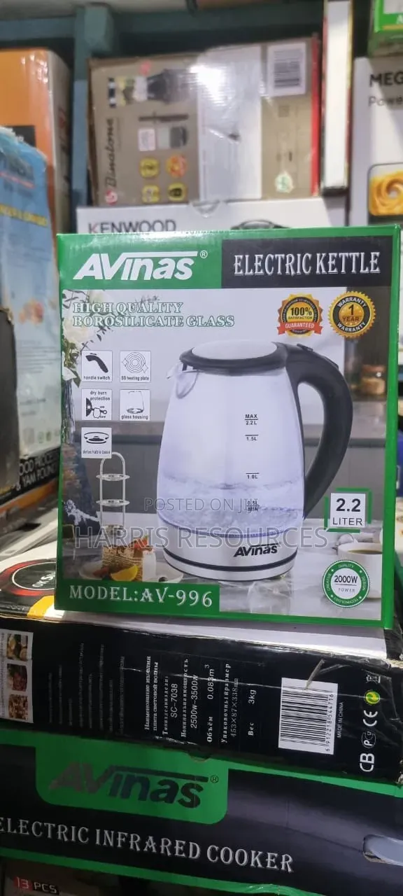 Premium Borosilicate Glass, 2.2L Electric Kettle