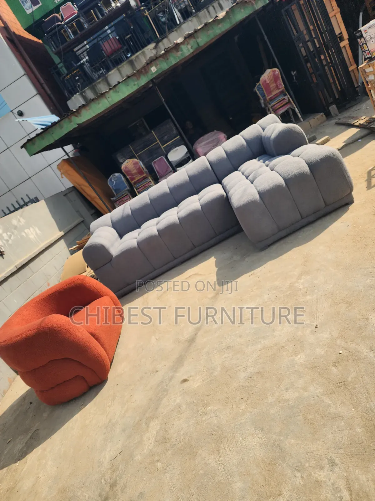 L-Shaped Sofa Chair With Its Single Seater