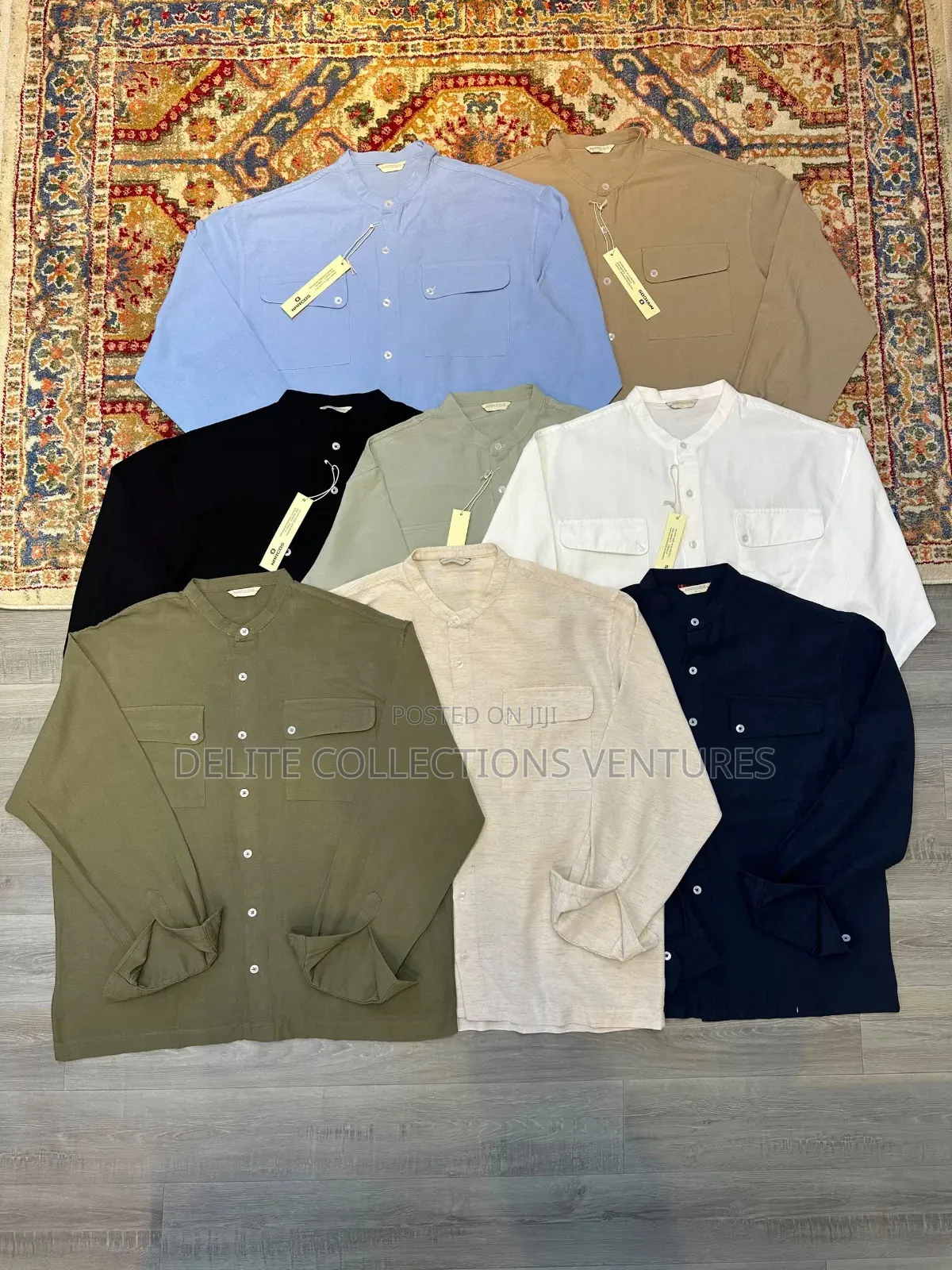 Turkey Bishop Collared Linen Longsleeve Shirt in 8Colors Size: S - 4xl