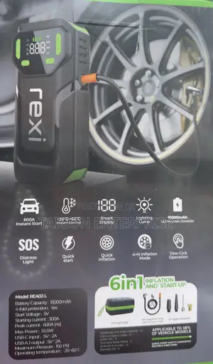 Rexi Car Jumper Start. 6 in 1 Inflation and Start-Up