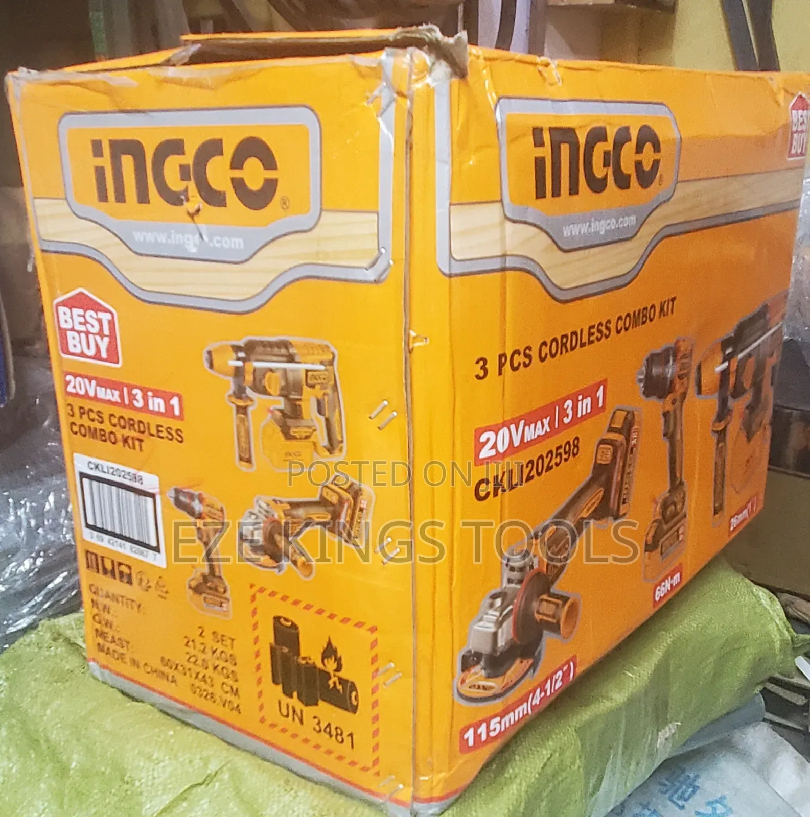 INGCO 3-Piece Cordless Combo Kit