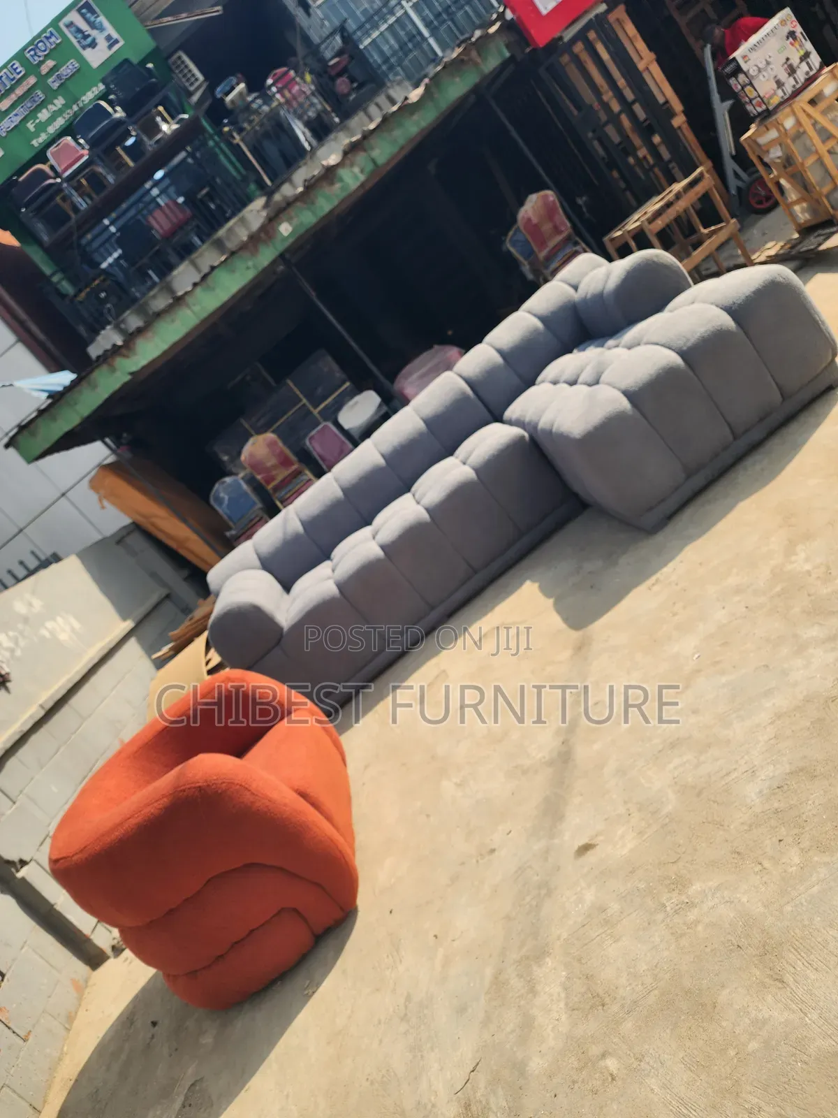 Luxury L-Shaped Grey Sofa Couch.