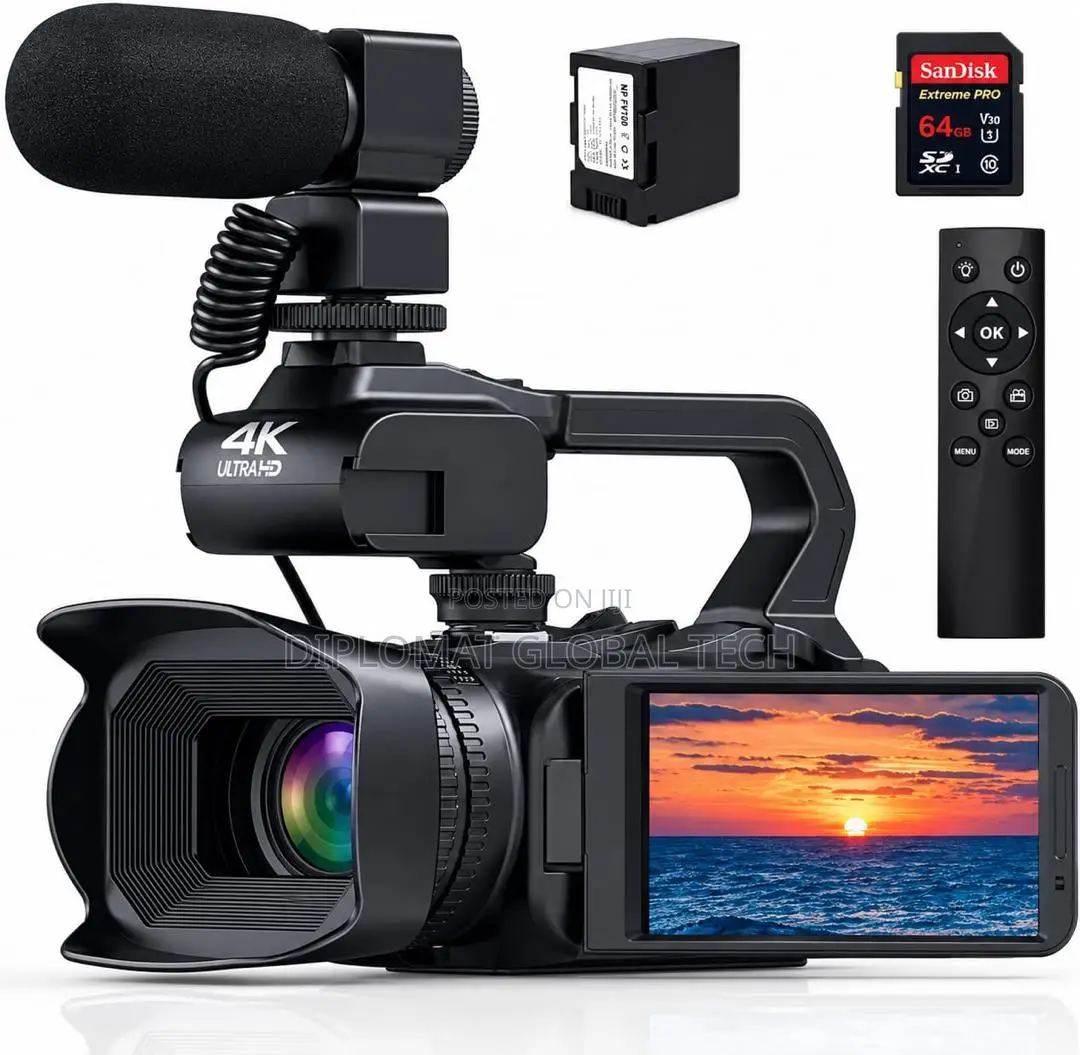 Acurva 4k Video Camera Camcorder, 64mp 60fps18x WI-FI Vlogging Camera