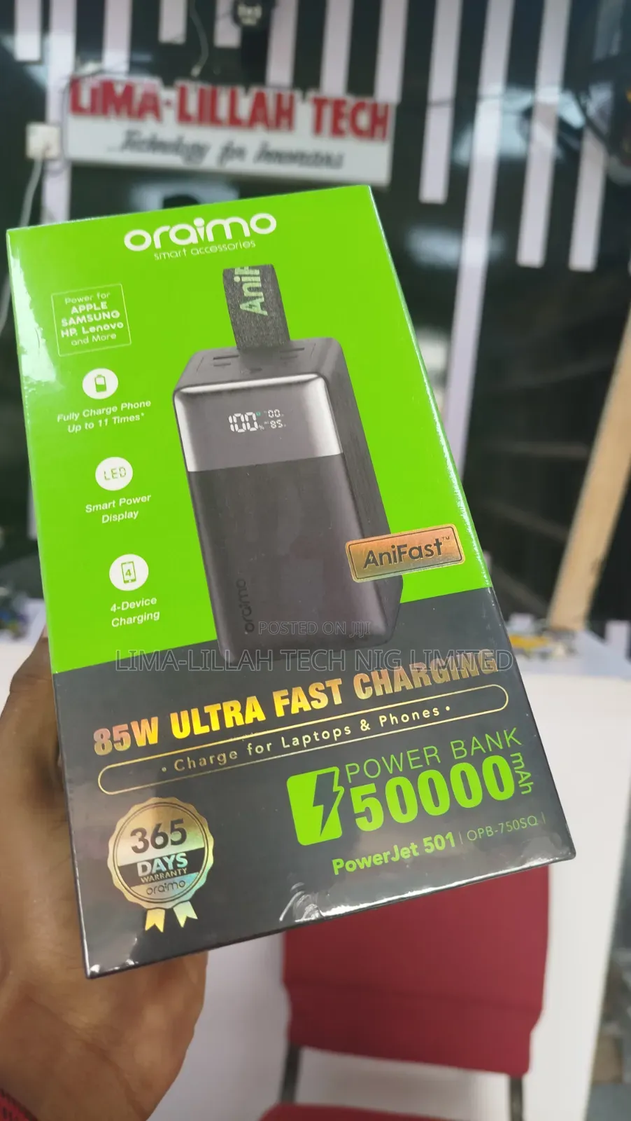 Oraimo 85w Ultra Fast Charging Laptop Power Bank 50,000mah