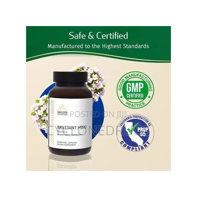 Brahmi (Bacopa Monnieri) Pearls - 60 Caps Brain Health, Memory & Focus