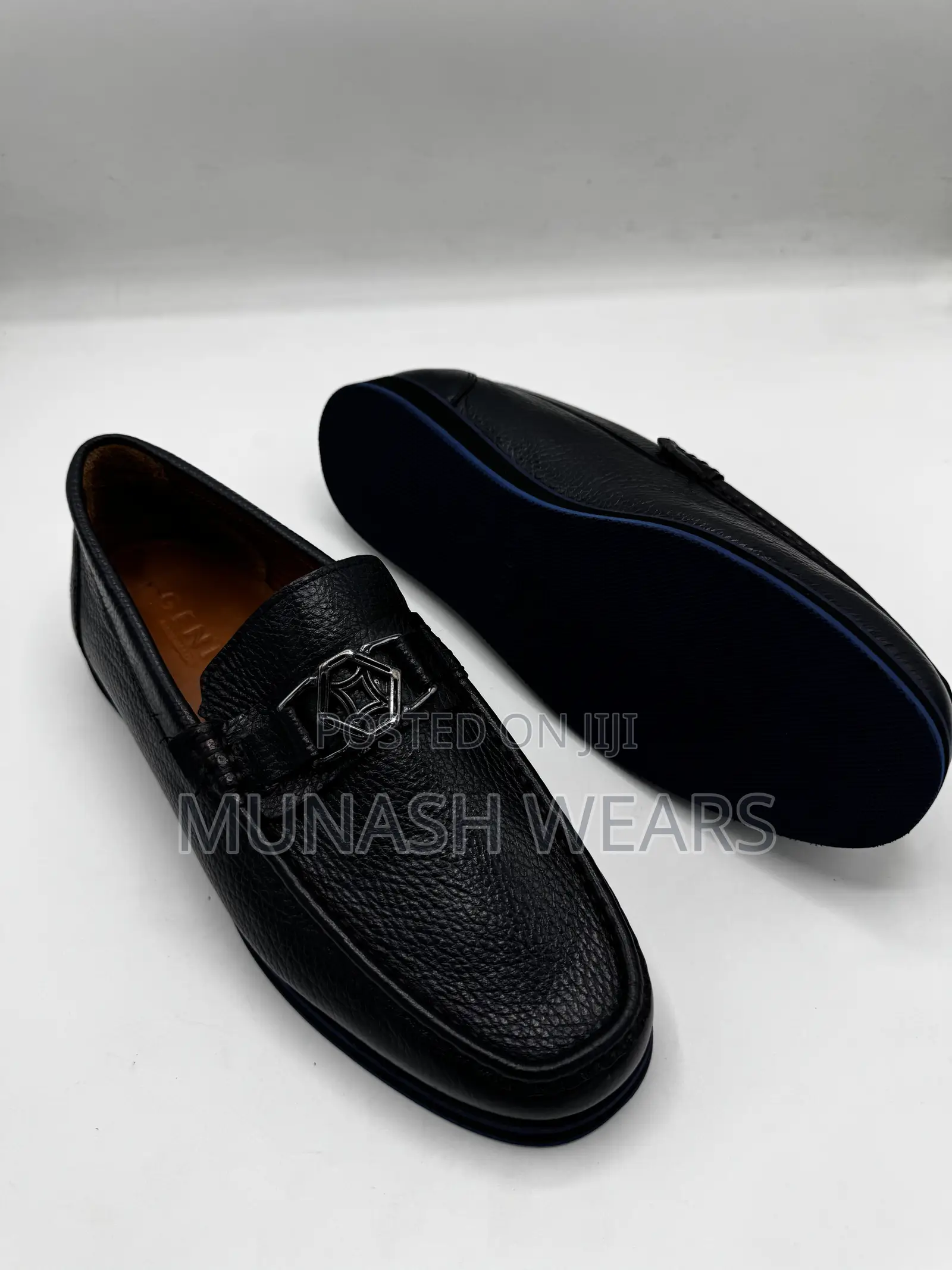 Italian Genio Leather Loafers Black 40-46