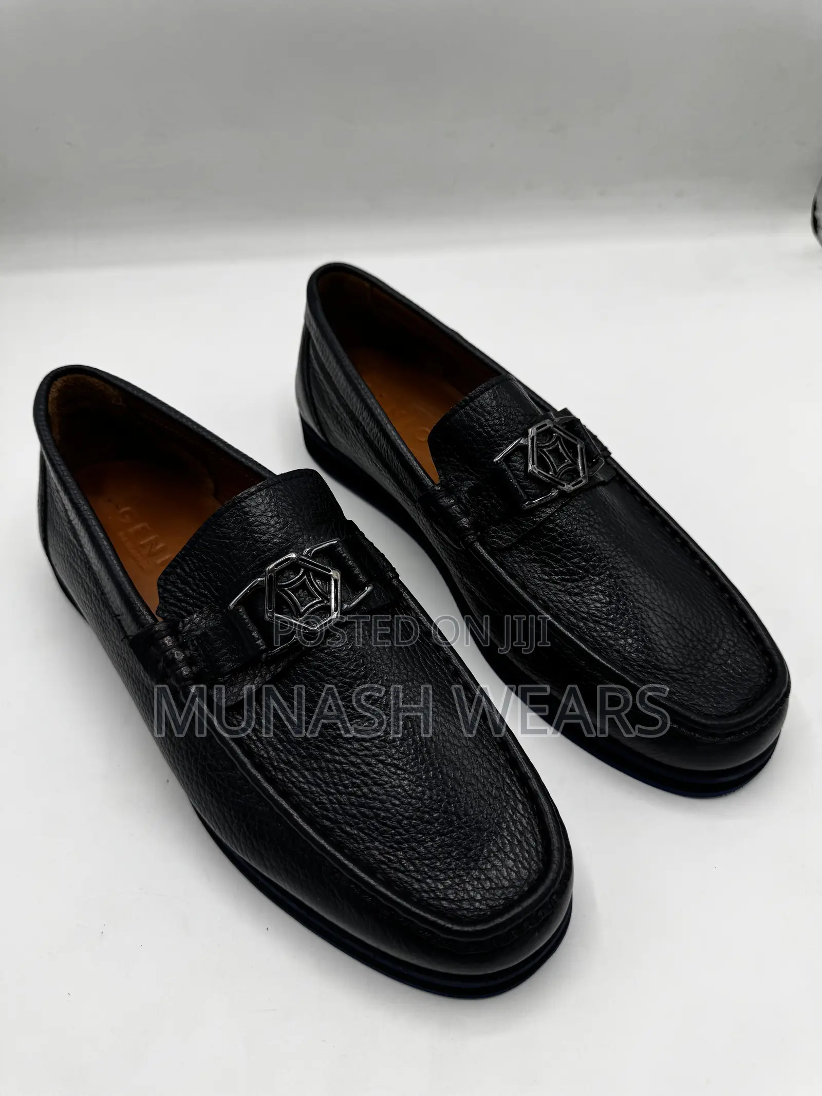 Italian Genio Leather Loafers Black 40-46