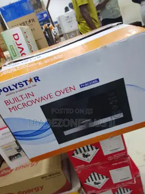Polystar Black Microwave With Stainless Steel Interior