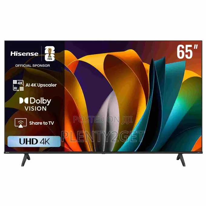 Hisense 65 inches UHD 4K SMART TV, 3 HDMI, 2 USB, 1 AV, Free Wall Bracket