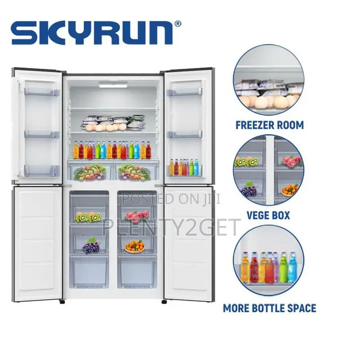 Skyrun 400 Litres Side by Side 4 Doors Fridge (BCD-450HC) Dark Silver