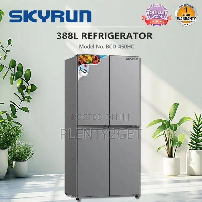 Skyrun 400 Litres Side by Side 4 Doors Fridge (BCD-450HC) Dark Silver