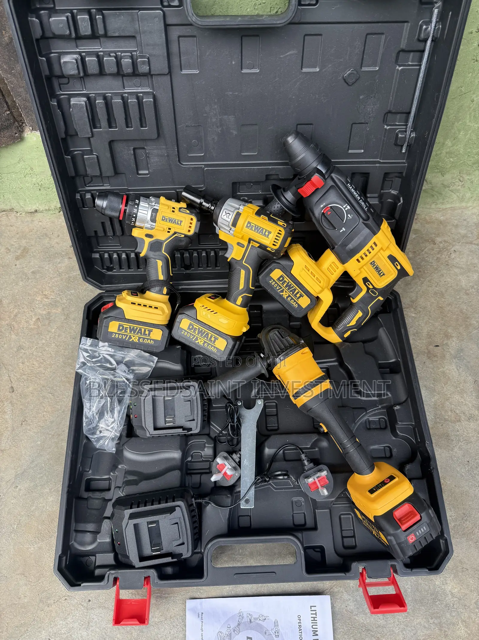 Dewalt Cordless 4in1 Combo Set Brushless 280volts & Battery Indicator