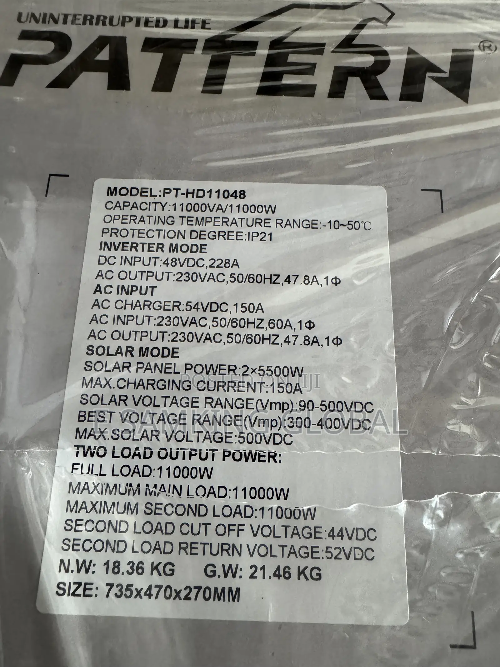 11kva 48v Pattern Hybrid Inverter