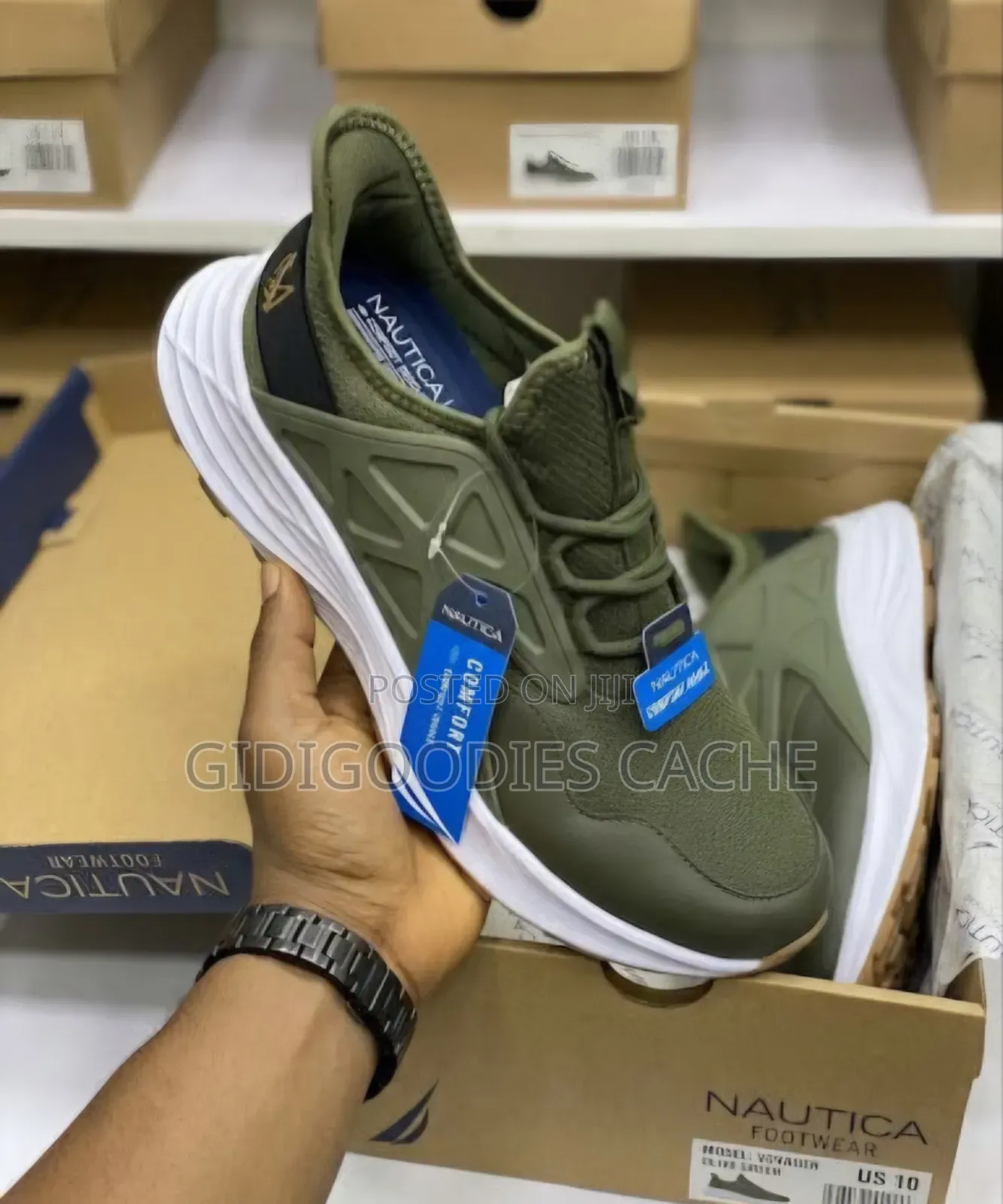Nautica Voyager Comfort Sneaker in Gray and Green in Size 41-46