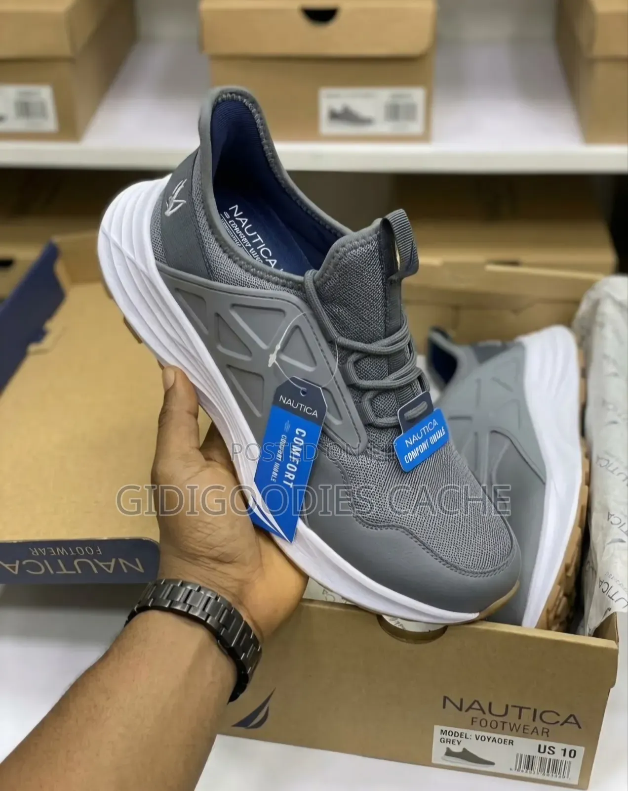 Nautica Voyager Comfort Sneaker in Gray and Green in Size 41-46
