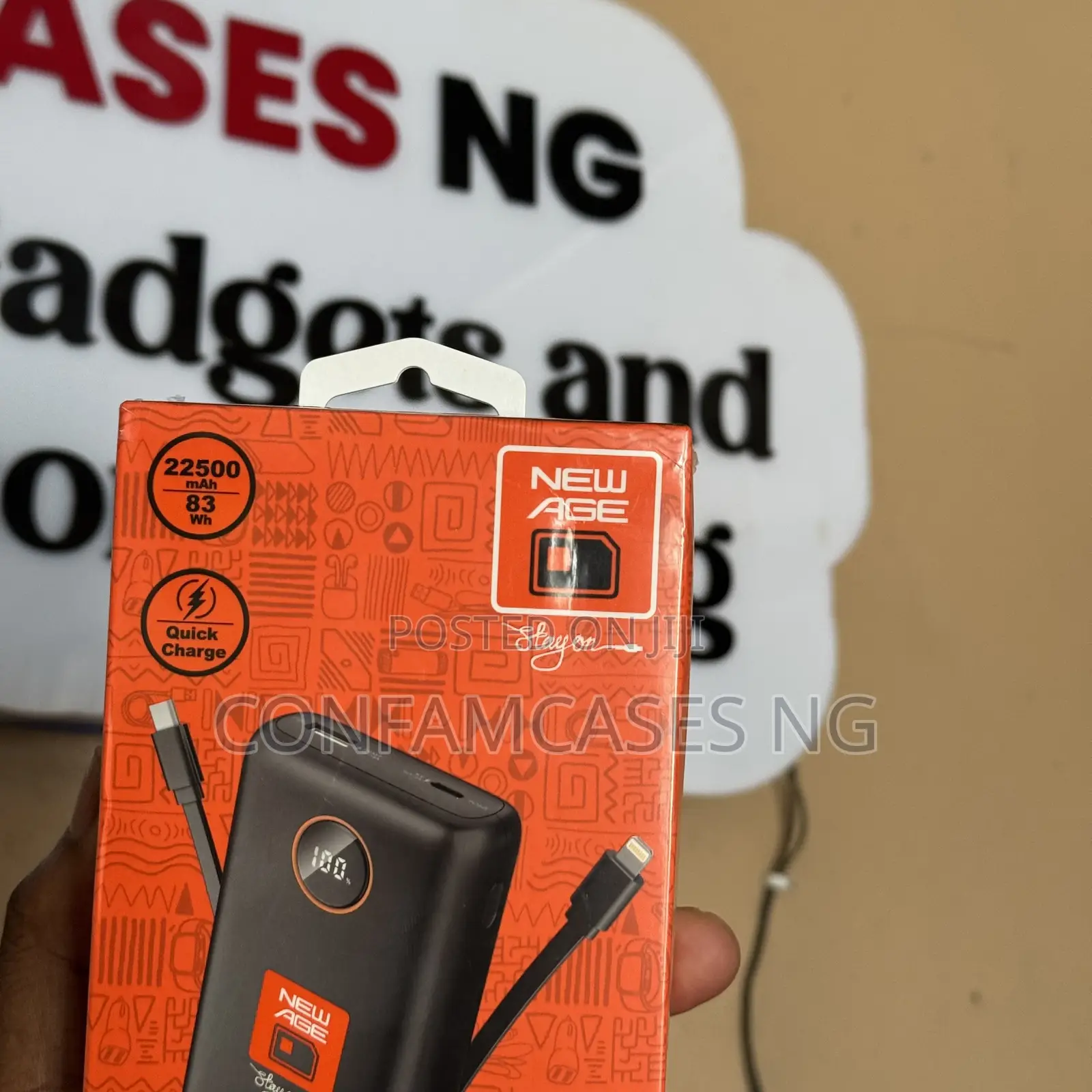 New Age 22500mAh Power Bank With in Built Cable