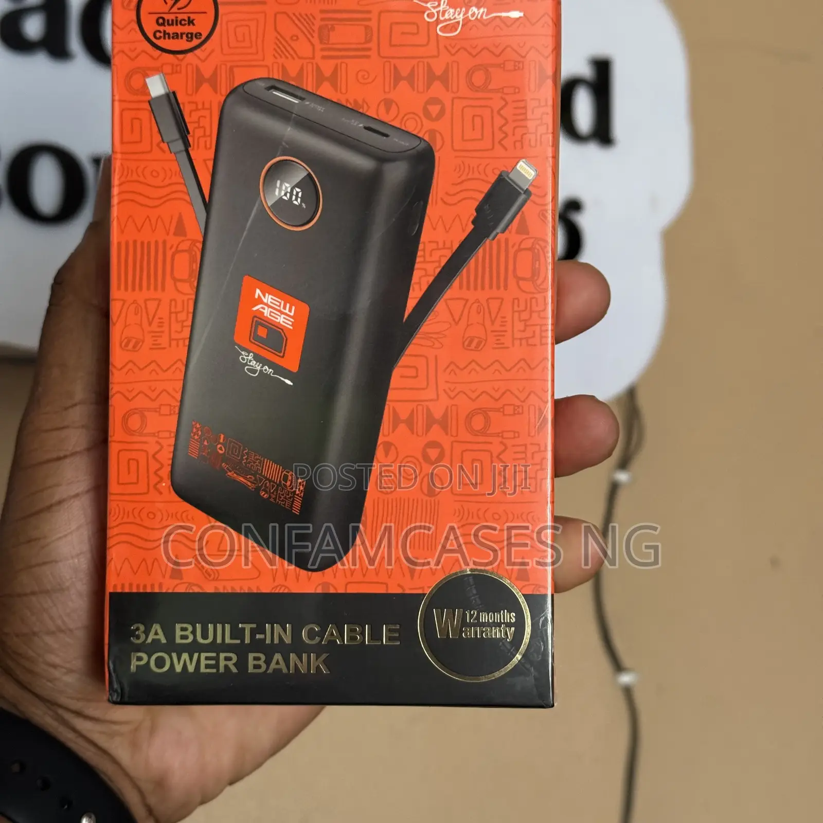 New Age 22500mAh Power Bank With in Built Cable