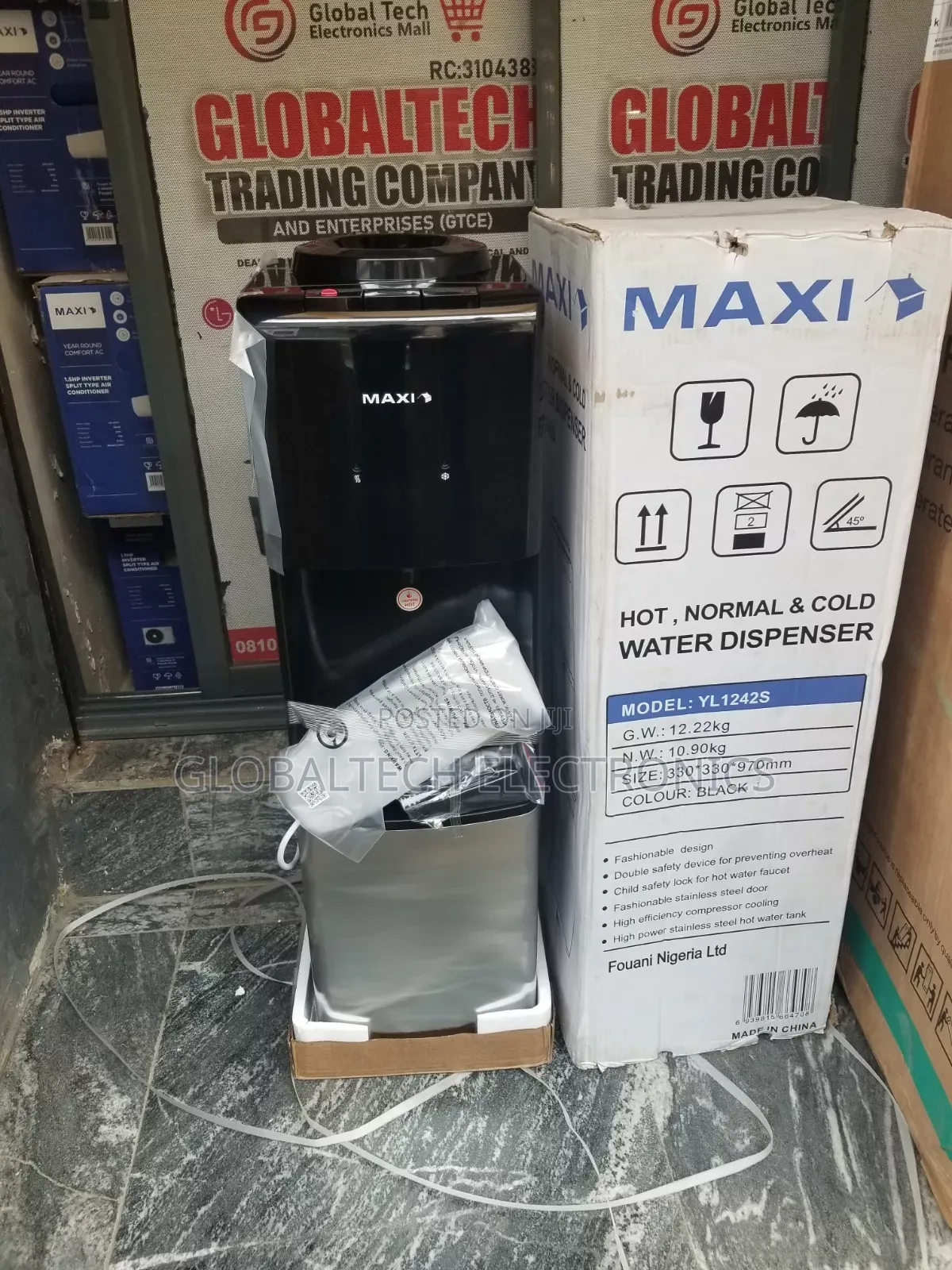 Maxi Water Dispenser (YL1242S) 3-Faucets Silver & Black