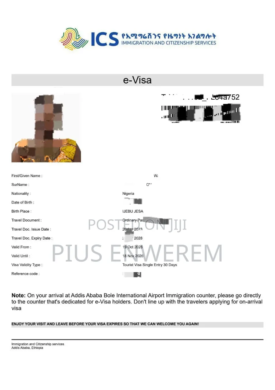Ethiopia Eta Tourist Visa