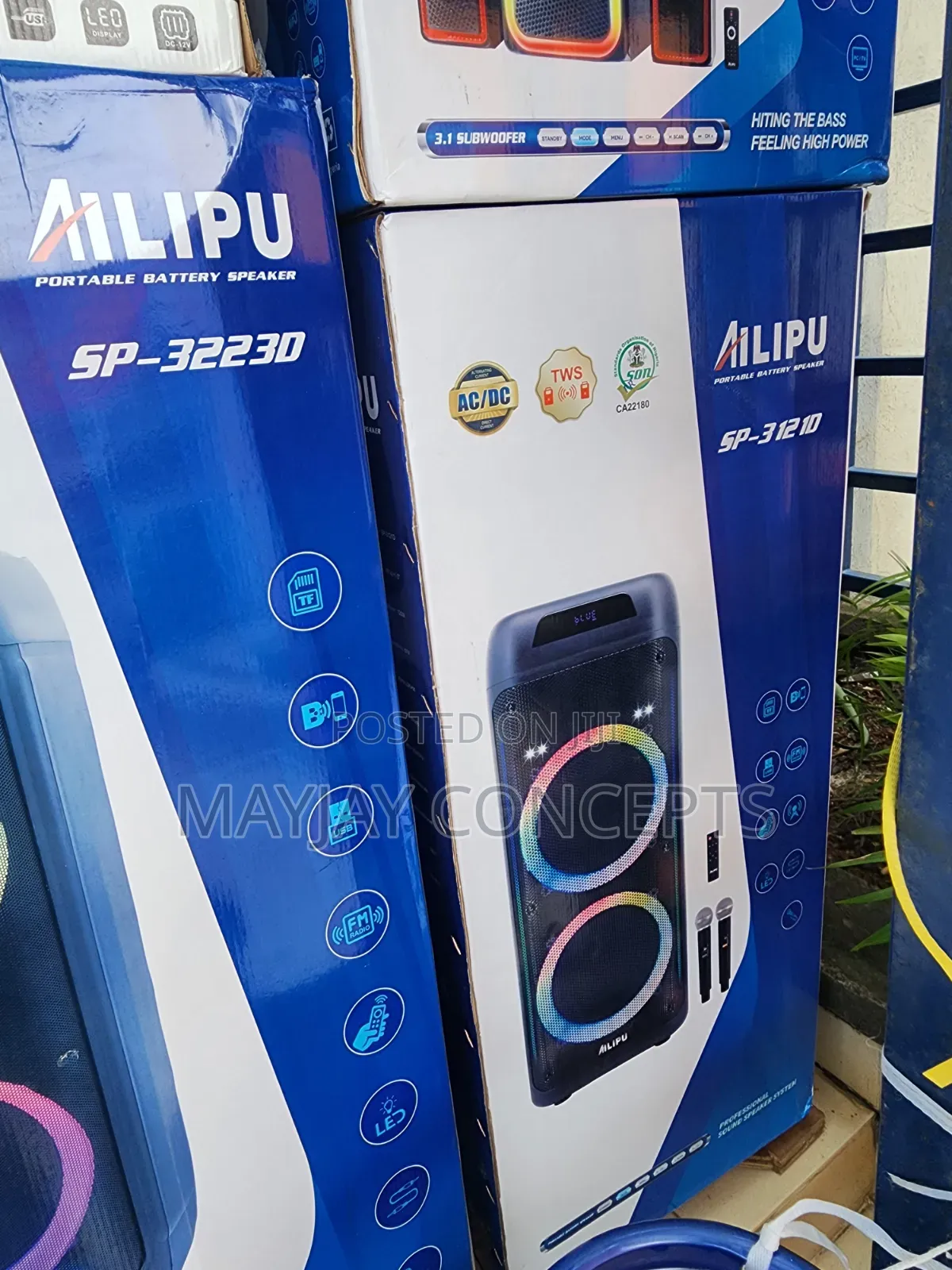 AILIPU SP-3223D Portable Bluetooth Speaker With 2 Mics and LED Lights