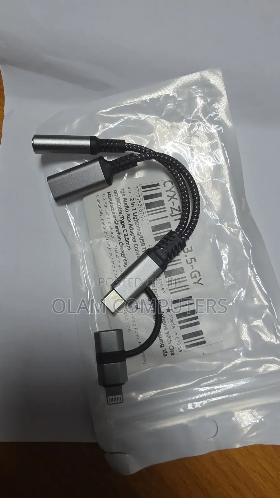 2 in LIGHTNING Type-C to 3.5mm Jack Headphone With Charge Audio