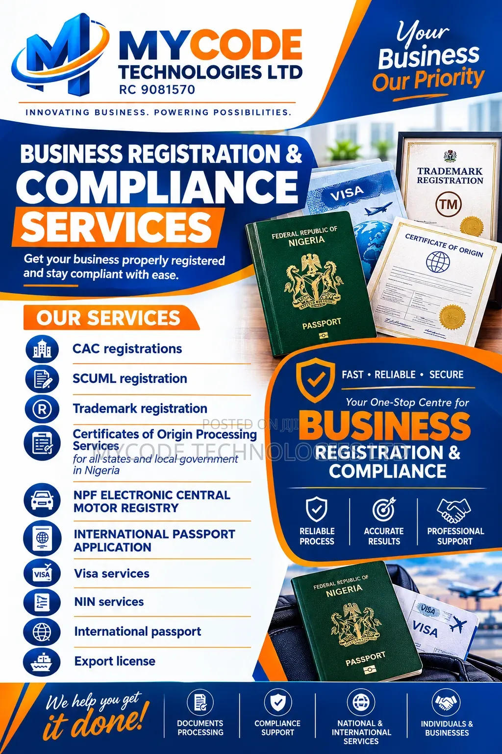 Visa Application, Passport, Trademark & Certificate of Origin