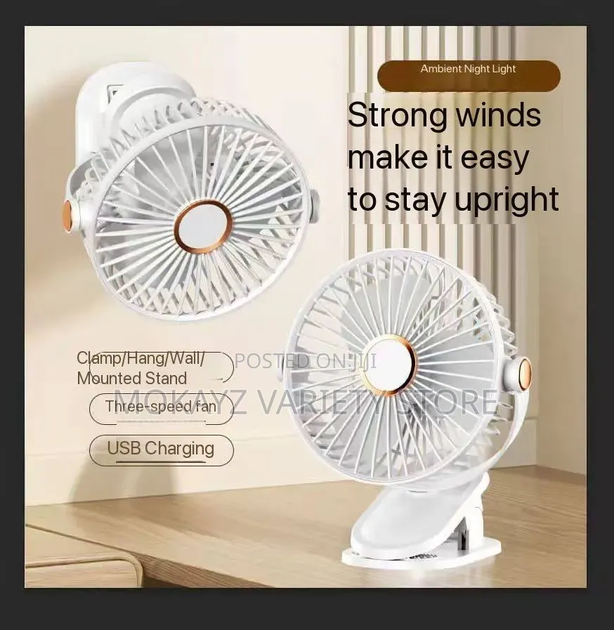 Rechargeable Clamp/Clip-on Fan With Ambient Light