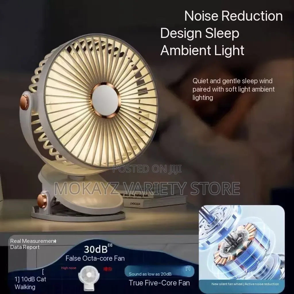Rechargeable Clamp/Clip-on Fan With Ambient Light