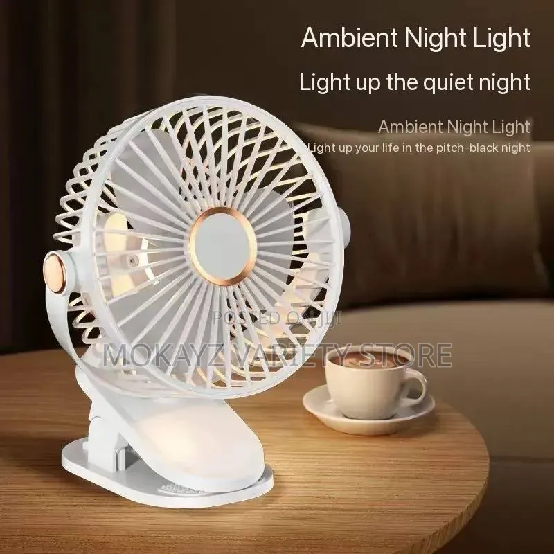 Rechargeable Clamp/Clip-on Fan With Ambient Light