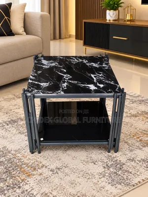 Marble Side Table With Under Glass