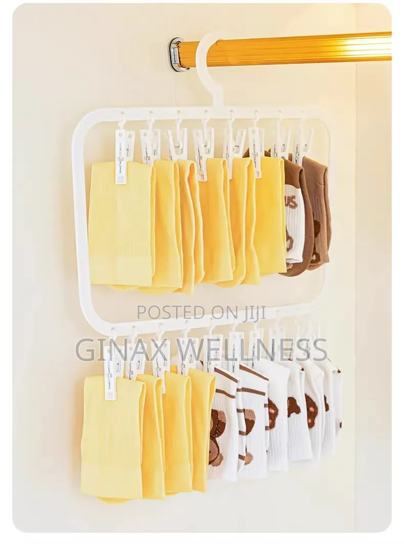 18 Clips Double-Layer Baby Clothes Hanger and Socks Drying Rack
