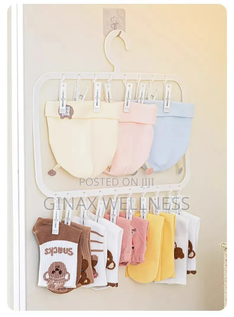 18 Clips Double-Layer Baby Clothes Hanger and Socks Drying Rack