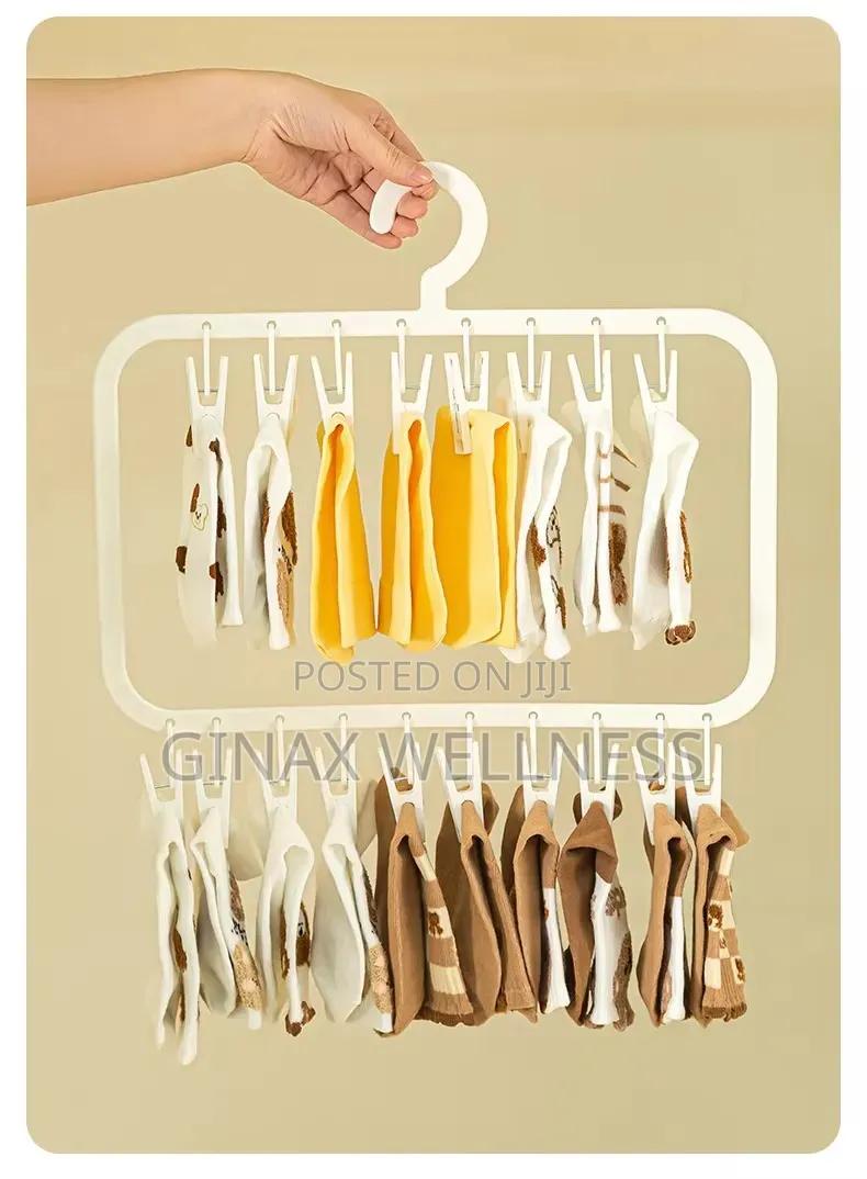 18 Clips Double-Layer Baby Clothes Hanger and Socks Drying Rack