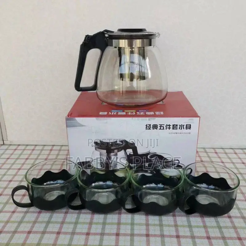 5-in-1 Glass Tea Pot With Cups Filter | Healthy Lifestyle Kit