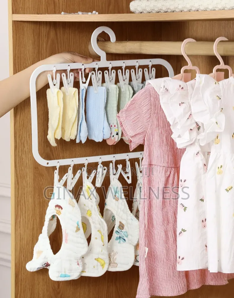 18 Clips Double-Layer Baby Clothes Hanger and Socks Drying Rack