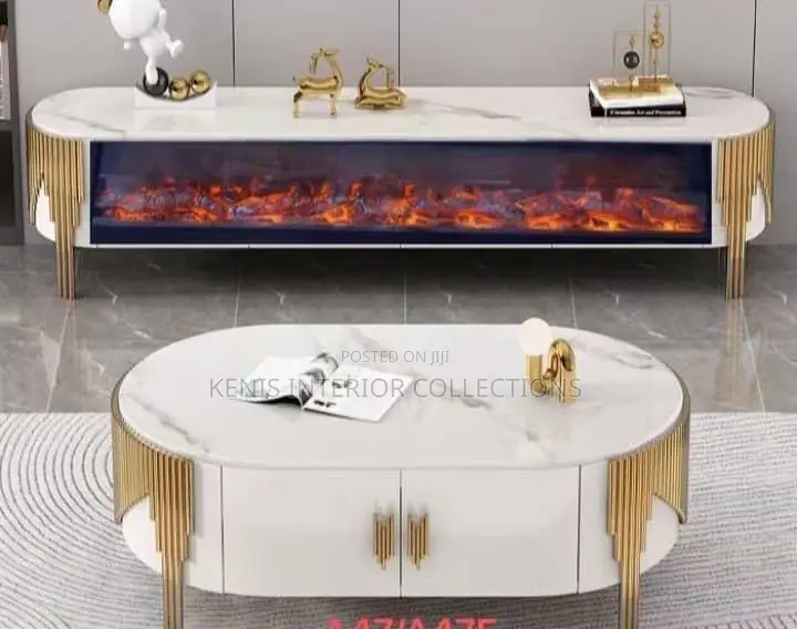 Luxury Center Table and TV Fire Plate Console