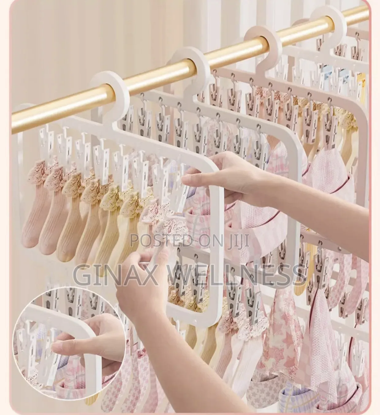 18 Clips Double-Layer Baby Clothes Hanger and Socks Drying Rack