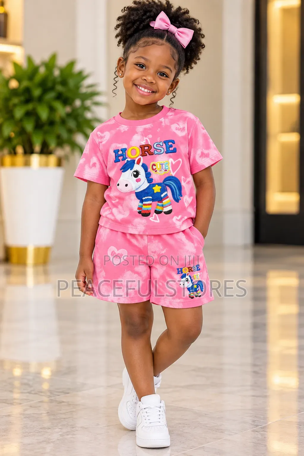 Girls Pink Unicorn T-Shirt and Shorts Set
