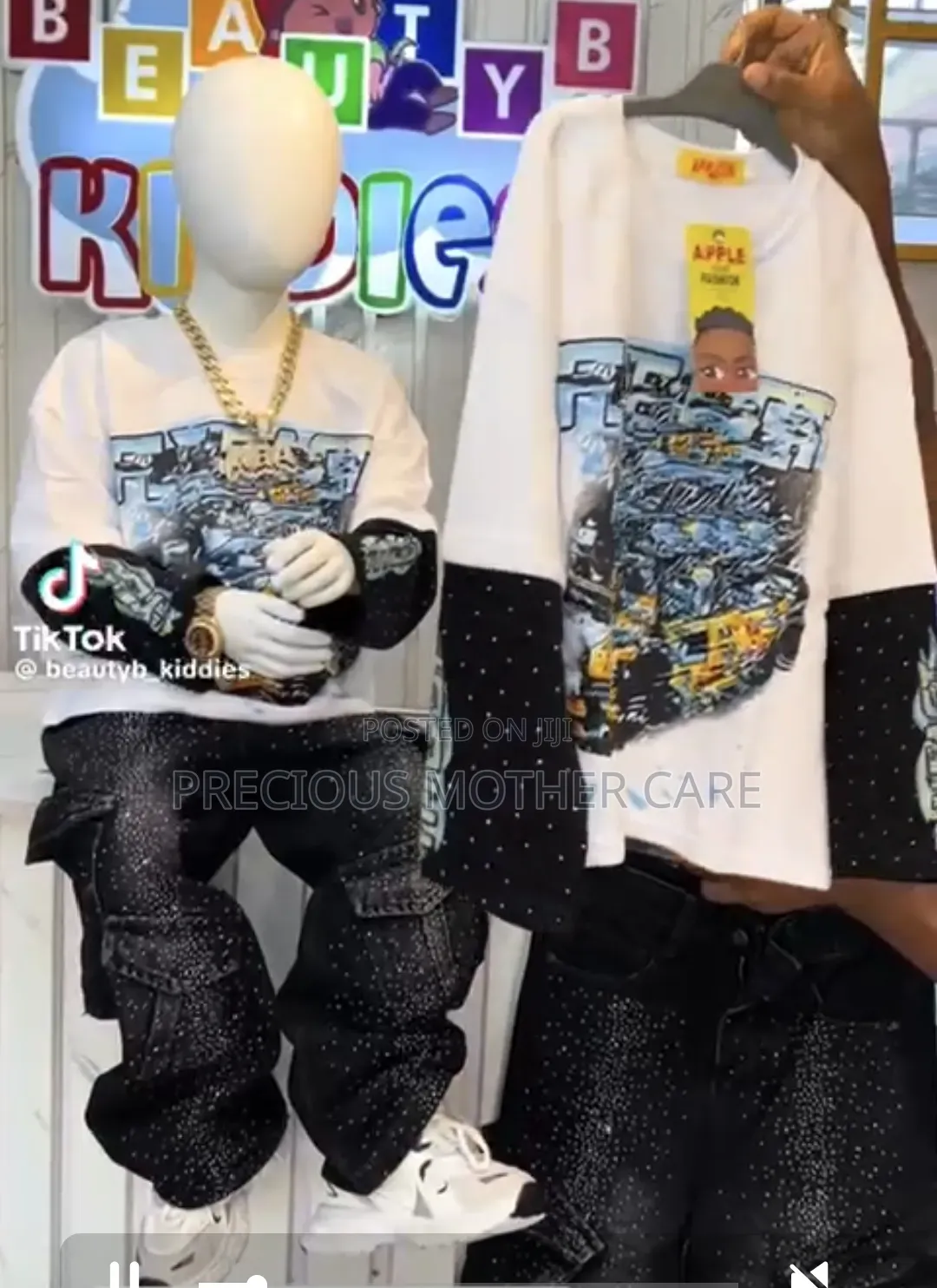 Boy White Long Sleeve Mix With Stonig Jeans Trouser 2 Pics