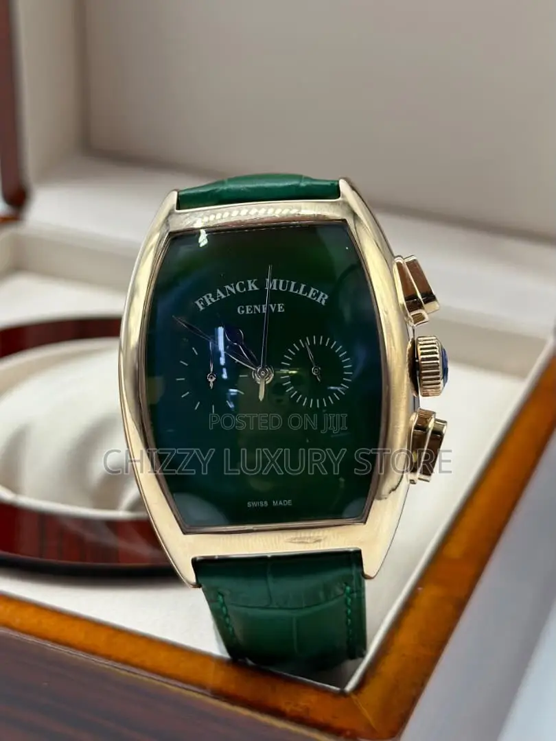 Franck Muller Quality Luxury Genuine Leather Chronograph Wristwatch