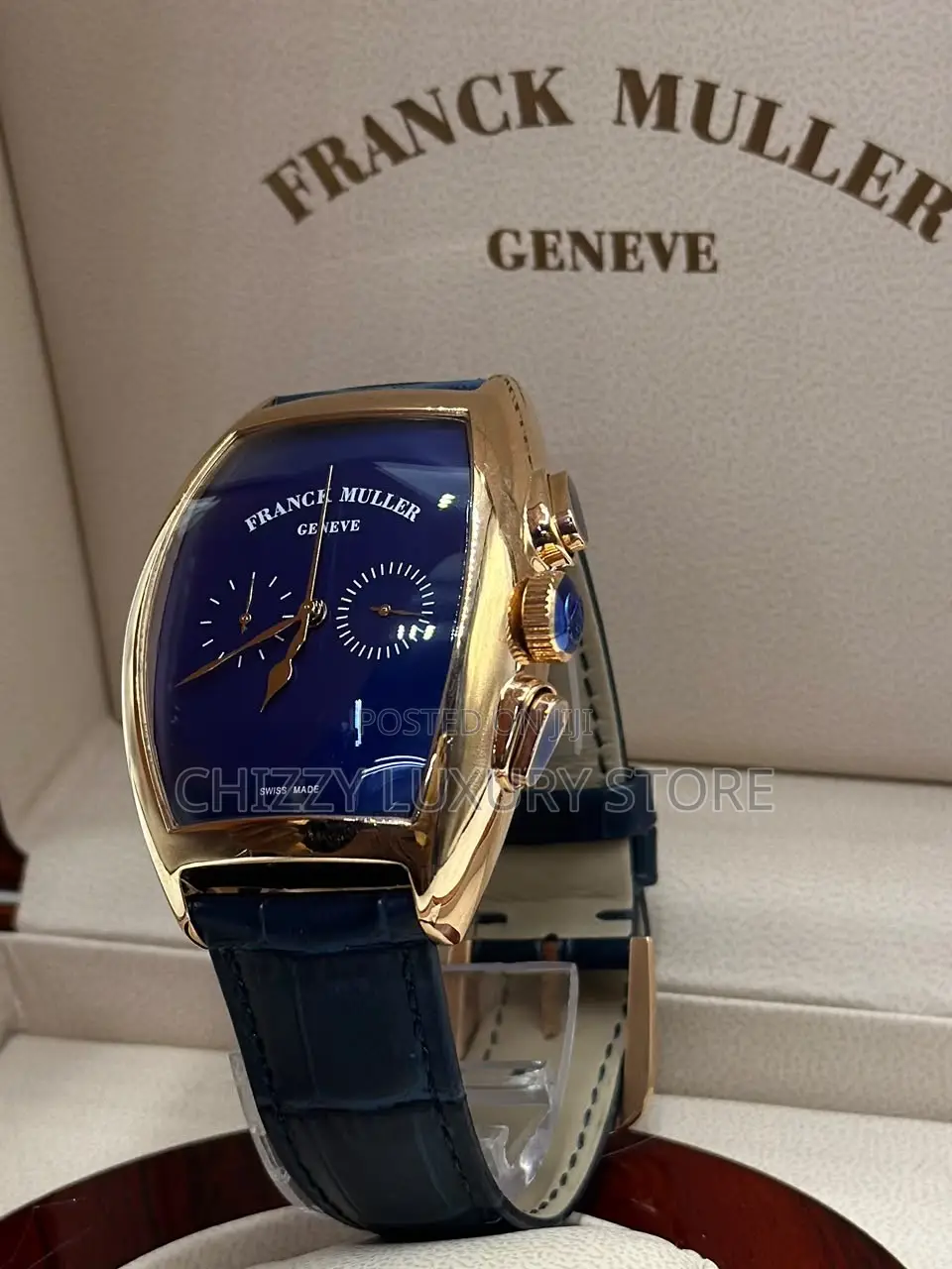 Franck Muller Quality Luxury Genuine Leather Chronograph Wristwatch
